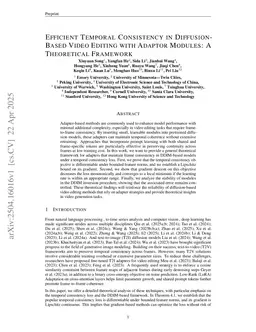 Efficient Temporal Consistency in Diffusion-Based Video Editing with Adaptor Modules: A Theoretical Framework