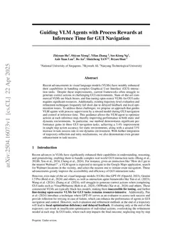 Guiding VLM Agents with Process Rewards at Inference Time for GUI Navigation