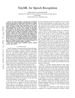 TinyML for Speech Recognition