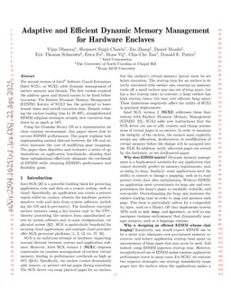 Adaptive and Efficient Dynamic Memory Management for Hardware Enclaves