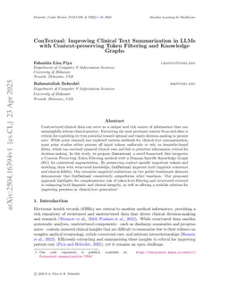 ConTextual: Improving Clinical Text Summarization in LLMs with Context-preserving Token Filtering and Knowledge Graphs