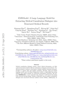 EMRModel: A Large Language Model for Extracting Medical Consultation Dialogues into Structured Medical Records