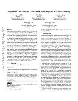 Dynamic Time-aware Continual User Representation Learning
