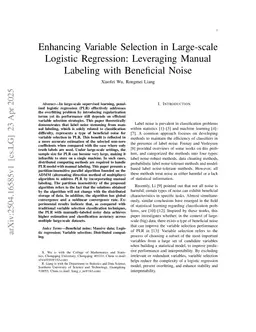 Enhancing Variable Selection in Large-scale Logistic Regression: Leveraging Manual Labeling with Beneficial Noise