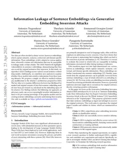 Information Leakage of Sentence Embeddings via Generative Embedding Inversion Attacks