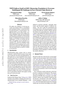 TIFIN India at SemEval-2025: Harnessing Translation to Overcome Multilingual IR Challenges in Fact-Checked Claim Retrieval