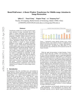 RouteWinFormer: A Route-Window Transformer for Middle-range Attention in Image Restoration