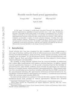 Provable wavelet-based neural approximation