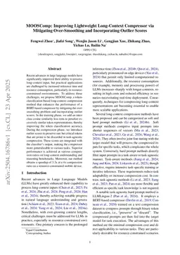 MOOSComp: Improving Lightweight Long-Context Compressor via Mitigating Over-Smoothing and Incorporating Outlier Scores