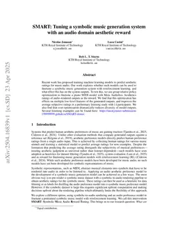 SMART: Tuning a symbolic music generation system with an audio domain aesthetic reward