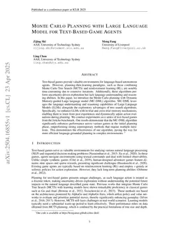 Monte Carlo Planning with Large Language Model for Text-Based Game Agents