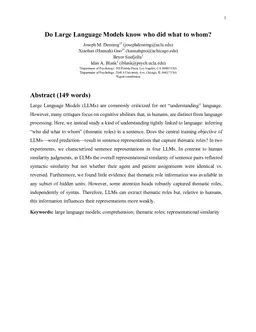 Do Large Language Models know who did what to whom?