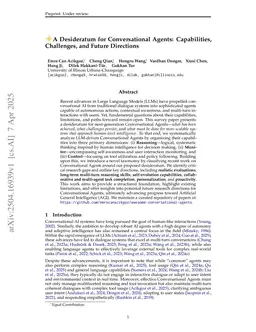 A Desideratum for Conversational Agents: Capabilities, Challenges, and Future Directions