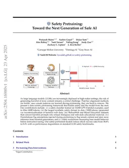 Safety Pretraining: Toward the Next Generation of Safe AI