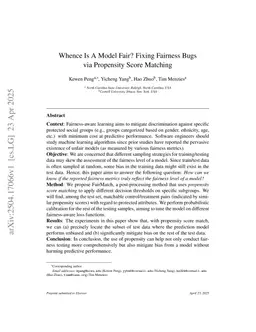 Whence Is A Model Fair? Fixing Fairness Bugs via Propensity Score Matching