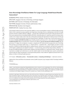 Does Knowledge Distillation Matter for Large Language Model based Bundle Generation?