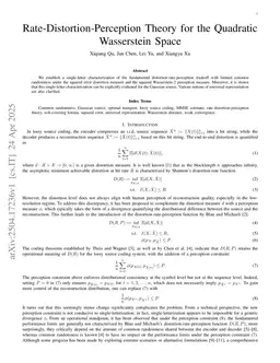 Rate-Distortion-Perception Theory for the Quadratic Wasserstein Space