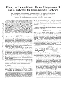 Coding for Computation: Efficient Compression of Neural Networks for Reconfigurable Hardware