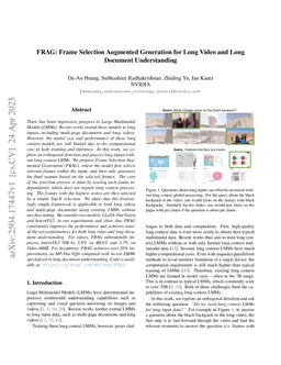 FRAG: Frame Selection Augmented Generation for Long Video and Long Document Understanding