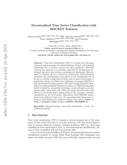 Decentralized Time Series Classification with ROCKET Features