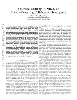 Federated Learning: A Survey on Privacy-Preserving Collaborative Intelligence
