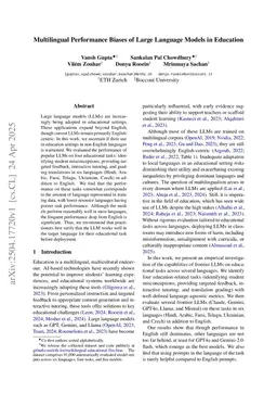 Multilingual Performance Biases of Large Language Models in Education