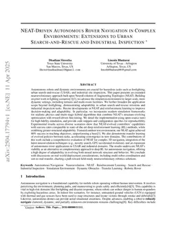 Near-Driven Autonomous Rover Navigation in Complex Environments: Extensions to Urban Search-and-Rescue and Industrial Inspection
