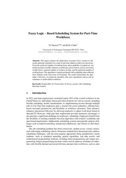 Fuzzy Logic -- Based Scheduling System for Part-Time Workforce