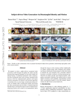 Subject-driven Video Generation via Disentangled Identity and Motion