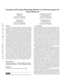 Unsupervised Corpus Poisoning Attacks in Continuous Space for Dense Retrieval