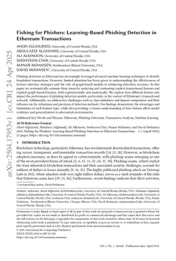 Fishing for Phishers: Learning-Based Phishing Detection in Ethereum Transactions