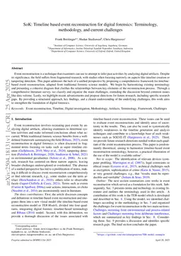 SoK: Timeline based event reconstruction for digital forensics: Terminology, methodology, and current challenges