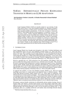 NoEsis: Differentially Private Knowledge Transfer in Modular LLM Adaptation