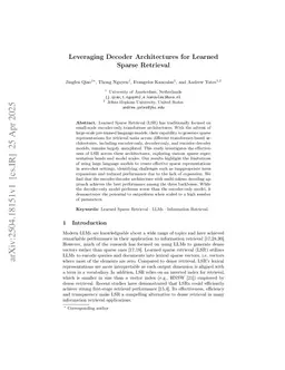Leveraging Decoder Architectures for Learned Sparse Retrieval