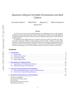 Quantum Lifting for Invertible Permutations and Ideal Ciphers