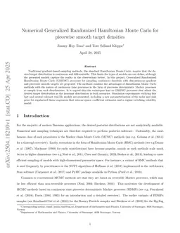 Numerical Generalized Randomized Hamiltonian Monte Carlo for piecewise smooth target densities