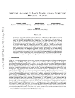 Efficient Learning on Large Graphs using a Densifying Regularity Lemma