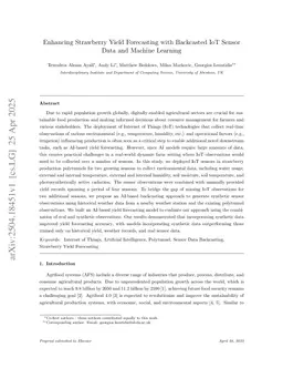 Enhancing Strawberry Yield Forecasting with Backcasted IoT Sensor Data and Machine Learning