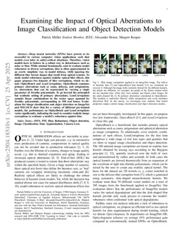 Examining the Impact of Optical Aberrations to Image Classification and Object Detection Models