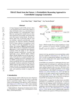 TRACE Back from the Future: A Probabilistic Reasoning Approach to Controllable Language Generation