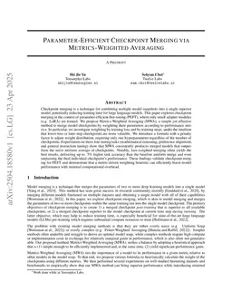 Parameter-Efficient Checkpoint Merging via Metrics-Weighted Averaging