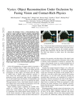Vysics: Object Reconstruction Under Occlusion by Fusing Vision and Contact-Rich Physics