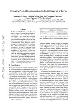 Generative Product Recommendations for Implicit Superlative Queries