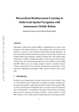 Hierarchical Reinforcement Learning in Multi-Goal Spatial Navigation with Autonomous Mobile Robots