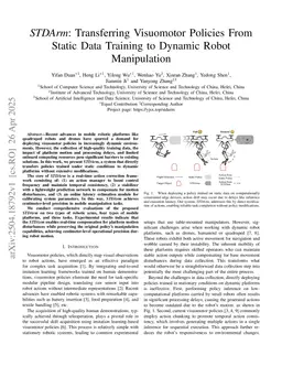 STDArm: Transferring Visuomotor Policies From Static Data Training to Dynamic Robot Manipulation