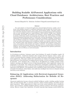 Building Scalable AI-Powered Applications with Cloud Databases: Architectures, Best Practices and Performance Considerations