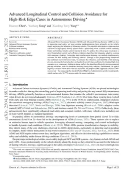 Advanced Longitudinal Control and Collision Avoidance for High-Risk Edge Cases in Autonomous Driving