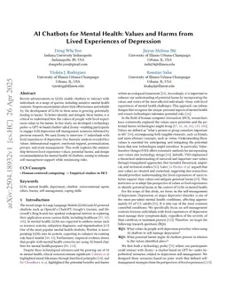 AI Chatbots for Mental Health: Values and Harms from Lived Experiences of Depression