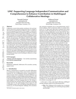 LINC: Supporting Language Independent Communication and Comprehension to Enhance Contribution in Multilingual Collaborative Meetings