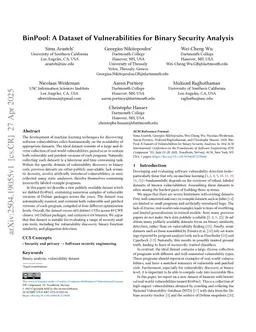 BinPool: A Dataset of Vulnerabilities for Binary Security Analysis